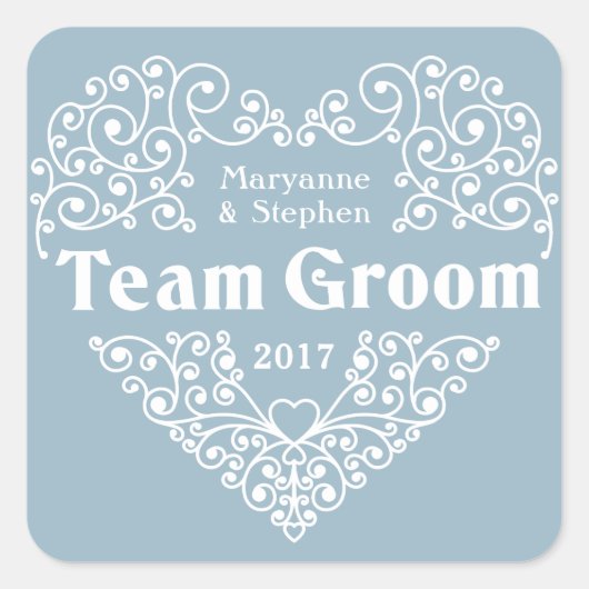Team Groom aangepaste namen & jaar bruiloft sticke Vierkante Sticker (Voorkant)