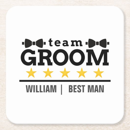 Team Groom Beste Man Kartonnen Onderzetters (Voorkant)