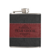 Team Groom Black & Red Leather Heupfles (Voorkant)
