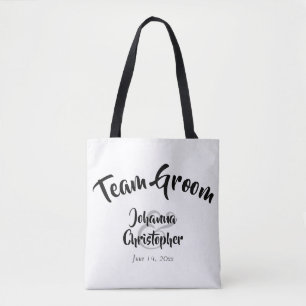Team Groom Black & White Wedding Swag Bag Tote Bag