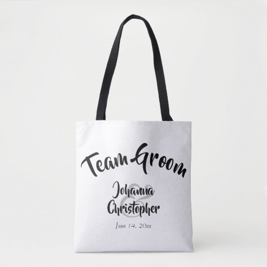 Team Groom Black & White Wedding Swag Bag Tote Bag (Voorkant)