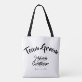 Team Groom Black & White Wedding Swag Bag Tote Bag (Achterkant)
