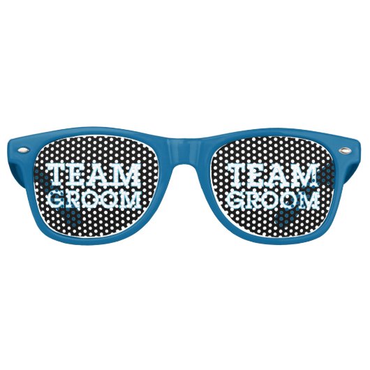 Team Groom Blue Outline Black Retro Zonnebril (Voorkant)