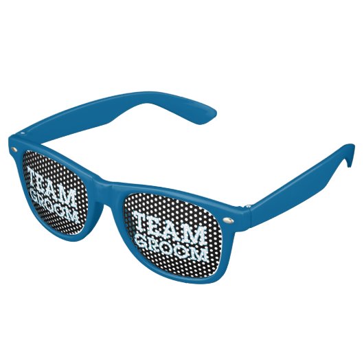 Team Groom Blue Outline Black Retro Zonnebril (Gekanteld)