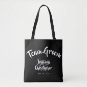 Team Groom Bold Calligraphy Black Wedding Tote Bag (Voorkant)