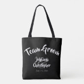 Team Groom Bold Calligraphy Black Wedding Tote Bag (Achterkant)