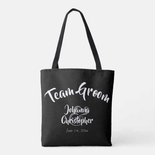 Team Groom Bold Calligraphy Black Wedding Tote Bag (Achterkant)