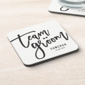 Team Groom Bow Stropdas Bachelor Party Weddenschap Bier Onderzetter (Linkerzijde)