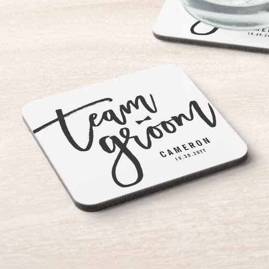 Team Groom Bow Stropdas Bachelor Party Weddenschap Bier Onderzetter (Linkerzijde)