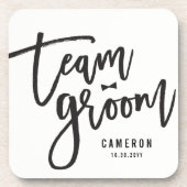 Team Groom Bow Stropdas Bachelor Party Weddenschap Bier Onderzetter (Voorkant)