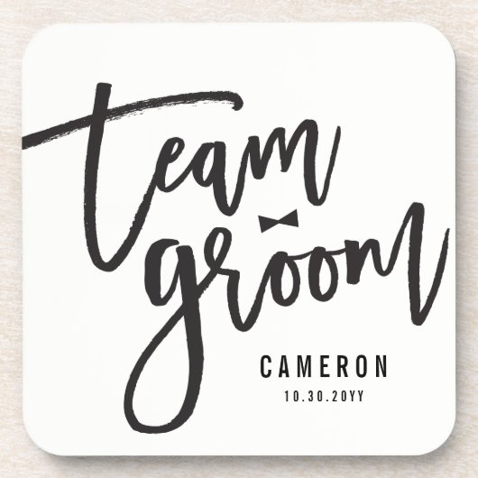 Team Groom Bow Stropdas Bachelor Party Weddenschap Bier Onderzetter (Voorkant)