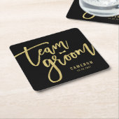 Team Groom Bow Stropdas Bachelor Party Weddenschap Kartonnen Onderzetters (Schuin)