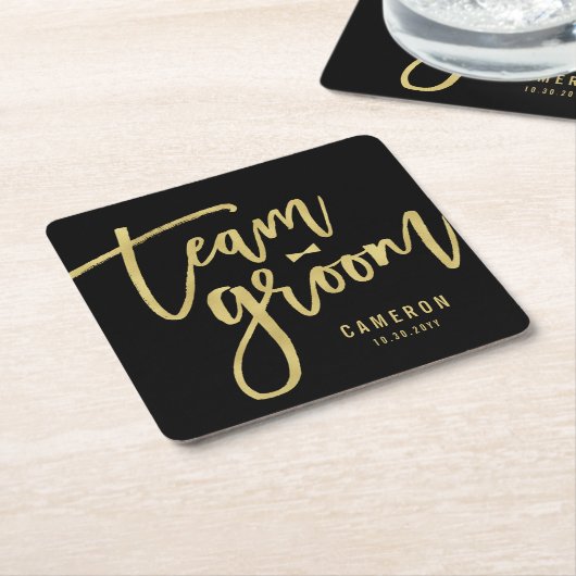 Team Groom Bow Stropdas Bachelor Party Weddenschap Kartonnen Onderzetters (Schuin)