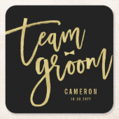 Team Groom Bow Stropdas Bachelor Party Weddenschap Kartonnen Onderzetters (Voorkant)