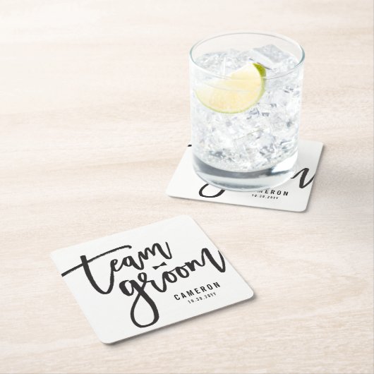 Team Groom Bow Stropdas Bachelor Party Weddenschap Kartonnen Onderzetters (Insitu)