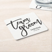 Team Groom Bow Stropdas Bachelor Party Weddenschap Kartonnen Onderzetters (Schuin)