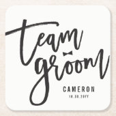 Team Groom Bow Stropdas Bachelor Party Weddenschap Kartonnen Onderzetters (Voorkant)
