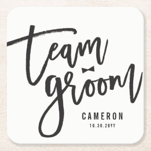 Team Groom Bow Stropdas Bachelor Party Weddenschap Kartonnen Onderzetters