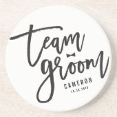 Team Groom Bow Stropdas Bachelor Party Weddenschap Zandsteen Onderzetter (Voorkant)