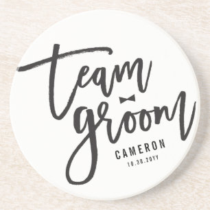 Team Groom Bow Stropdas Bachelor Party Weddenschap Zandsteen Onderzetter