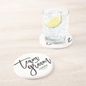 Team Groom Bow Stropdas Bachelor Party Weddenschap Zandsteen Onderzetter (Zijkant)