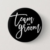 Team Groom Brush Script Bow Stropdas Chic Wedparty Ronde Button 5,7 Cm (Voorkant)