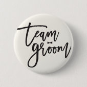Team Groom Brush Script Bow Stropdas Chic Wedparty Ronde Button 5,7 Cm (Voorkant)
