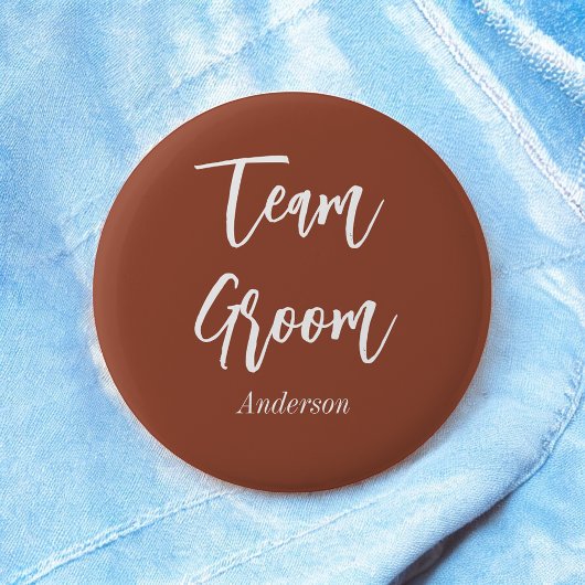 Team Groom Burnt Oranje Terracotta Ronde Button 5,7 Cm