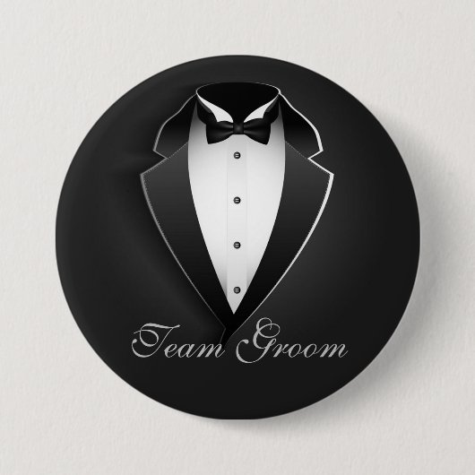 Team Groom Classy Tuxedo Ronde Button 7,6 Cm (Voorkant)