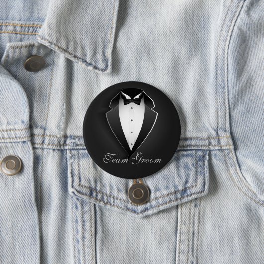 Team Groom Classy Tuxedo Ronde Button 7,6 Cm (In situ)