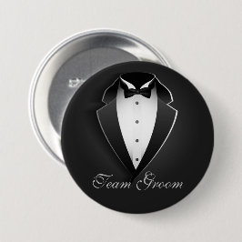 Team Groom Classy Tuxedo Ronde Button 7,6 Cm