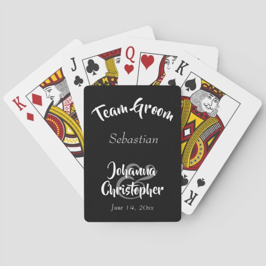Team Groom Fun Groomsman Favor Black Wedding Pokerkaarten (Achterkant)