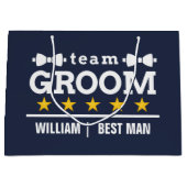 Team Groom | Groomsman | Bachelor | Navy Blue Groot Cadeauzakje (Voorkant)