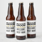 Team Groom | Groomsman | Bachelor | Zwart wit Bier Etiket (Flessen)