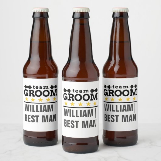 Team Groom | Groomsman | Bachelor | Zwart wit Bier Etiket