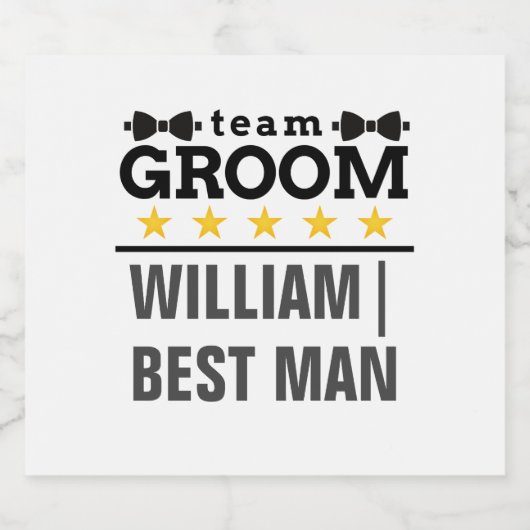 Team Groom | Groomsman | Bachelor | Zwart wit Bier Etiket (Enkel label)