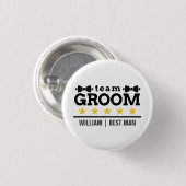 Team Groom | Groomsman | Bachelor | Zwart wit Ronde Button 3,2 Cm (Voorkant /achterkant)