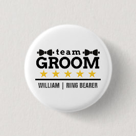 Team Groom | Groomsman | Bachelor | Zwart wit Ronde Button 3,2 Cm