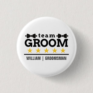 Team Groom Groomsman Bachelor Zwart wit Ronde Button 3,2 Cm