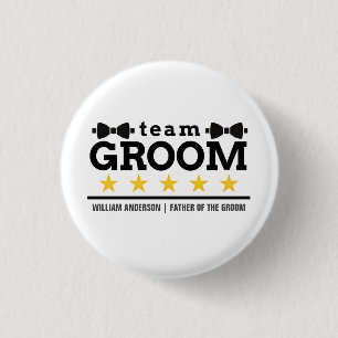 Team Groom   Groomsman   Bachelor   Zwart wit Ronde Button 3,2 Cm