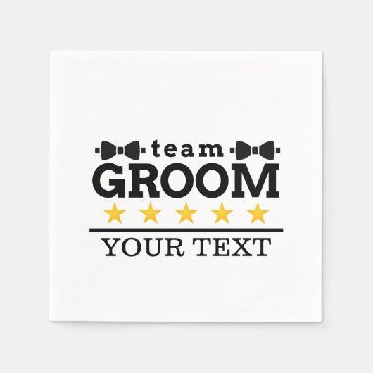 Team Groom | Groomsman | Bachelor | Zwart wit Servet (Voorkant)