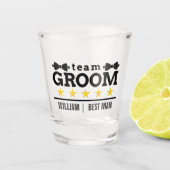 Team Groom | Groomsman | Bachelor | Zwart wit Shot Glas (Voorkant)