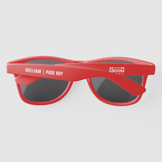 Team Groom | Groomsman | Bachelor | Zwart wit Zonnebrillen (Achterkant)