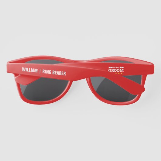 Team Groom | Groomsman | Bachelor | Zwart wit Zonnebrillen (Achterkant)