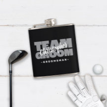 Team Groom Groomsman Bruiloft Naam Party Zwart Gri