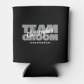 Team Groom Groomsmans Naam Bruiloft Cool Zwart Blikjeskoeler (Voorkant)