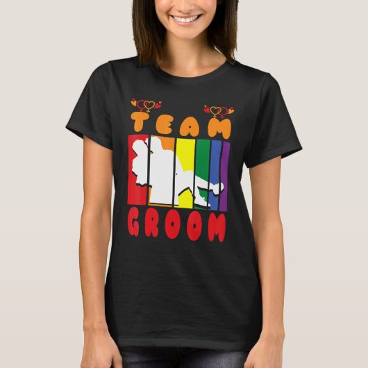 Team Groom Husband Creëer dezelfde geslachtsliefde T-shirt (Voorkant)
