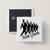 Team Groom (Mannen) Vierkante Button 5,1 Cm (Voorkant /achterkant)