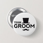 Team Groom met pet en snor Ronde Button 5,7 Cm (Voorkant /achterkant)