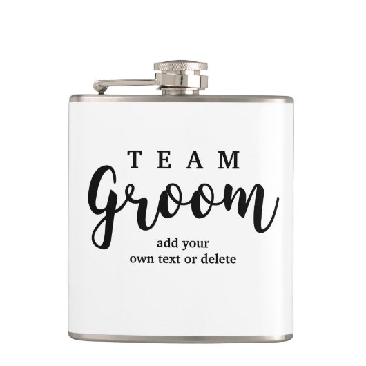 Team Groom Modern Wedding Favors for Groomsmen Heupfles (Voorkant)